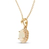 Thumbnail Image 2 of Oval-Cut Opal & Diamond Sunburst Halo Necklace 1/15 ct tw 10K Yellow Gold 18"
