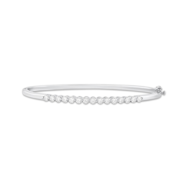 Main Image 1 of Diamond Line Bangle Bracelet 7/8 ct tw 14K White Gold 7"