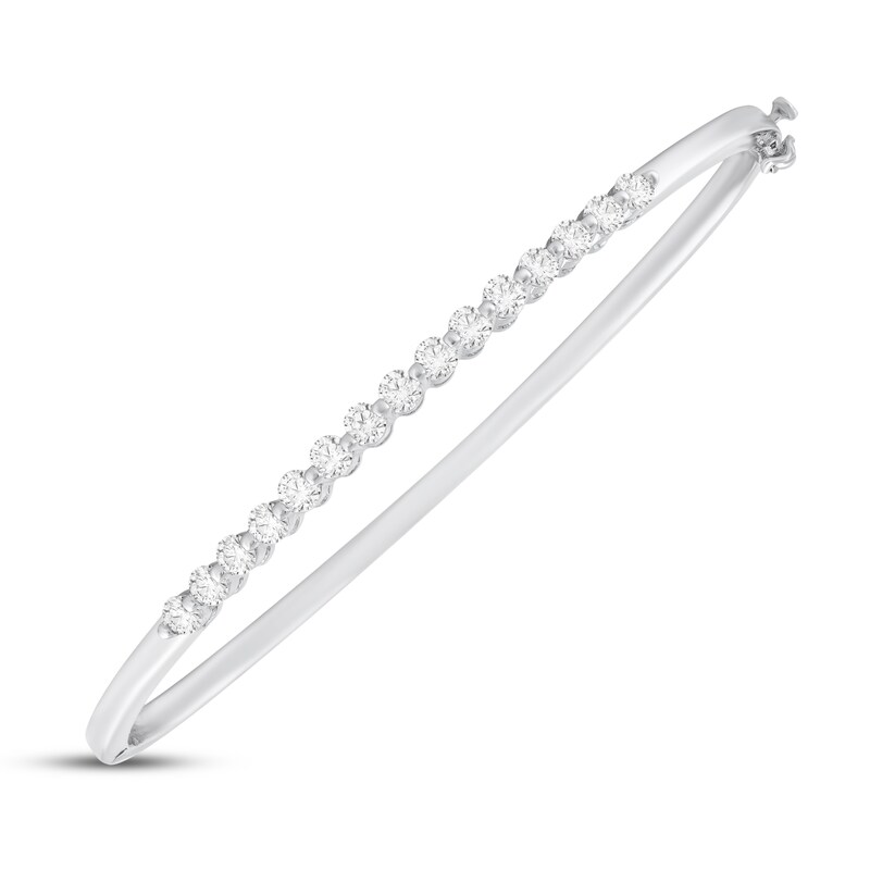 Main Image 2 of Diamond Line Bangle Bracelet 7/8 ct tw 14K White Gold 7"