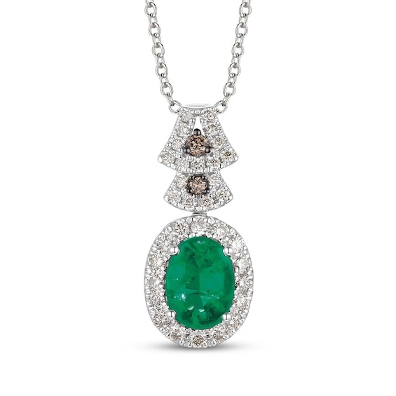 Le Vian Oval-Cut Emerald Necklace 3/8 ct tw Diamonds 14K Vanilla Gold 20"