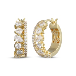 Pear, Round & Princess-Cut White Lab-Created Sapphire Two-Row Hoop Earrings 24K Yellow Gold Vermeil Sterling Silver