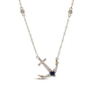 Thumbnail Image 1 of Blue Sapphire & Diamond Anchor Necklace 1/4 ct tw 10K Yellow Gold 18"