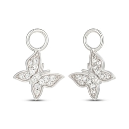 White Lab-Created Sapphire Butterfly Earring Charms Sterling Silver