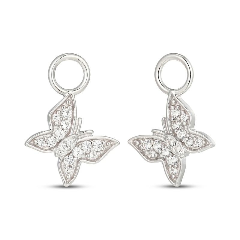 Main Image 1 of White Lab-Created Sapphire Butterfly Earring Charms Sterling Silver
