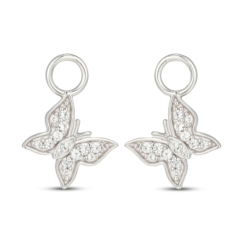 Main Image 2 of White Lab-Created Sapphire Butterfly Earring Charms Sterling Silver