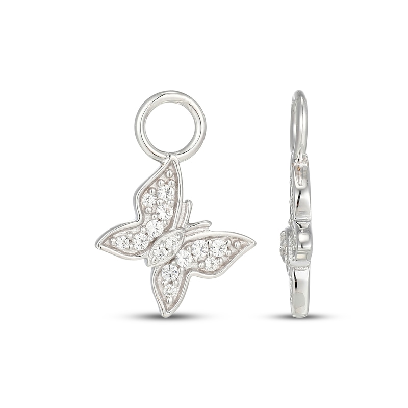 Main Image 3 of White Lab-Created Sapphire Butterfly Earring Charms Sterling Silver