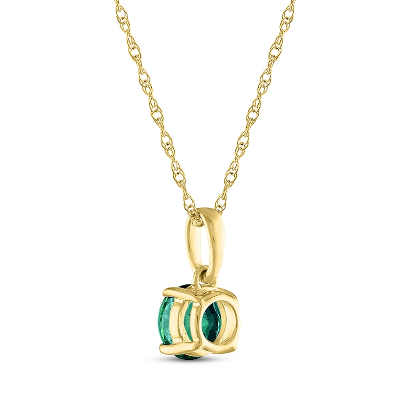 Main Image 3 of Lab-Created Emerald Solitaire Necklace 10K Yellow Gold 18"