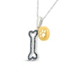 Thumbnail Image 2 of Black Diamond Dog Bone & Paw Print Charms Necklace 1/20 ct tw Sterling Silver & 10K Yellow Gold 18"