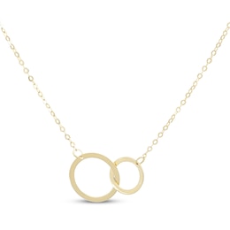 Interlocking Circles Necklace Solid 10K Yellow Gold 18"