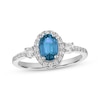 Thumbnail Image 1 of Oval-Cut Swiss Blue Topaz & White Lab-Created Sapphire Ring Sterling Silver