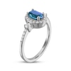 Thumbnail Image 2 of Oval-Cut Swiss Blue Topaz & White Lab-Created Sapphire Ring Sterling Silver
