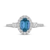Thumbnail Image 3 of Oval-Cut Swiss Blue Topaz & White Lab-Created Sapphire Ring Sterling Silver