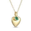 Thumbnail Image 2 of Lab-Created Emerald & Puff Heart Charm Toggle Necklace 24K Yellow Gold Vermeil Sterling Silver 18"
