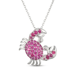 Lab-Created Ruby Crab Necklace Sterling Silver 18"