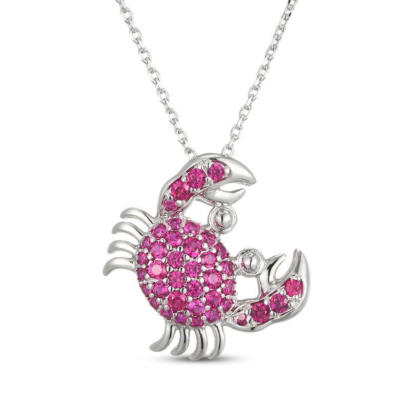 Main Image 1 of Lab-Created Ruby Crab Necklace Sterling Silver 18"