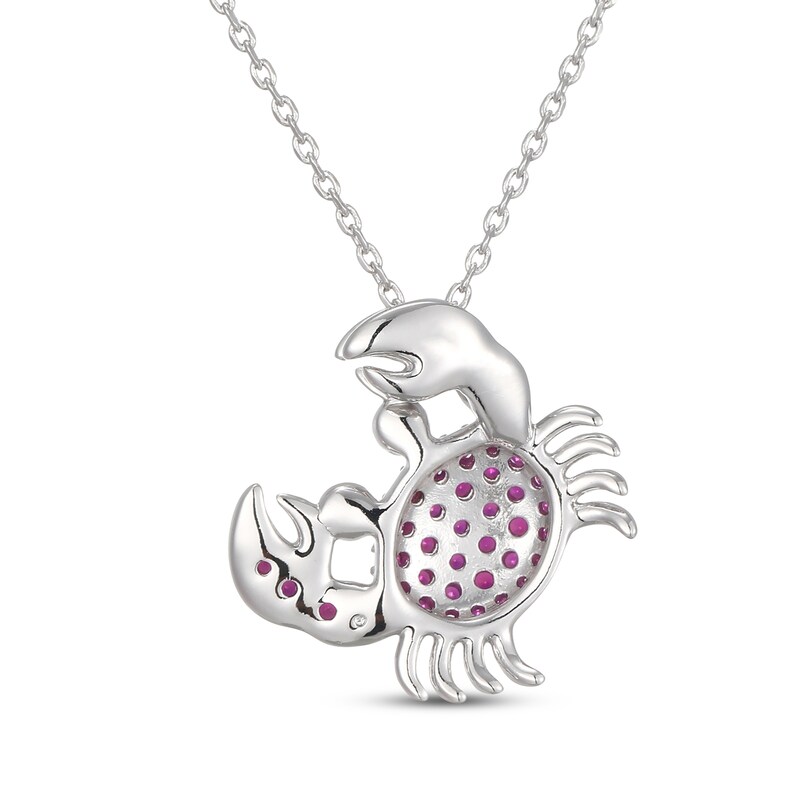 Main Image 3 of Lab-Created Ruby Crab Necklace Sterling Silver 18"