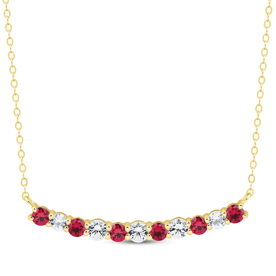 KAY Lab-Grown Diamonds Lab-Created Ruby Smile Necklace 5/8 ct tw 10K Yellow Gold 16"