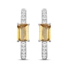 Thumbnail Image 2 of Emerald-Cut Citrine & White Lab-Created Sapphire Hoop Earrings Sterling Silver