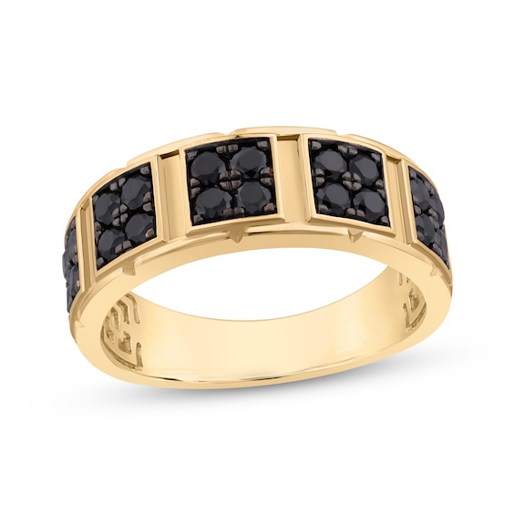 Adore Men's Black Diamond Wedding Band 1 ct tw 10K Yellow Gold