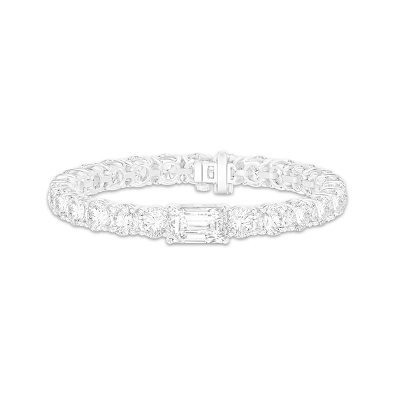 KAY Lab-Grown Diamonds Emerald & Round-Cut Tennis Bracelet 30 ct tw 14K White Gold 7"