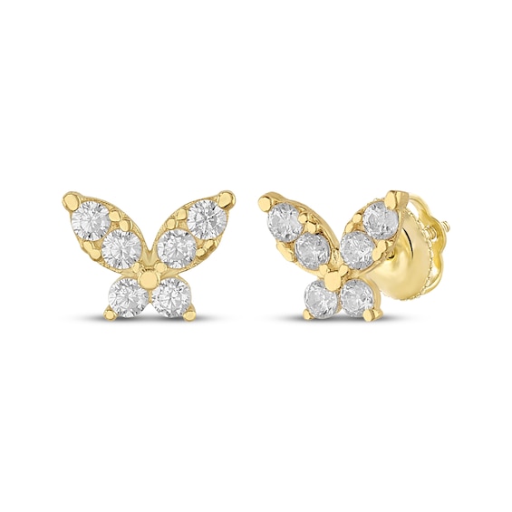 Children's Cubic Zirconia Butterfly Stud Earrings 14K Yellow Gold