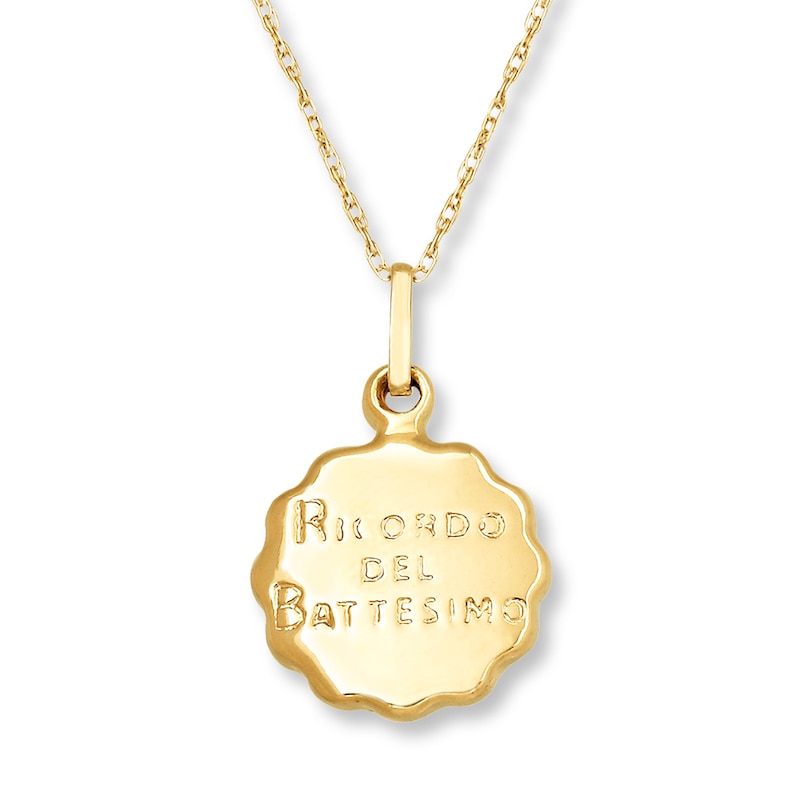 Children's Baptism Medal Necklace 14K Yellow Gold