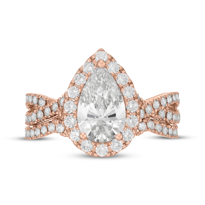 Main Image 3 of Neil Lane Artistry Pear-Shaped Lab-Grown Diamond Bridal Set 2-1/2 ct tw 14K Rose Gold