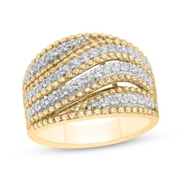 Diamond Wave Ring 3/4 ct tw 14K Yellow Gold