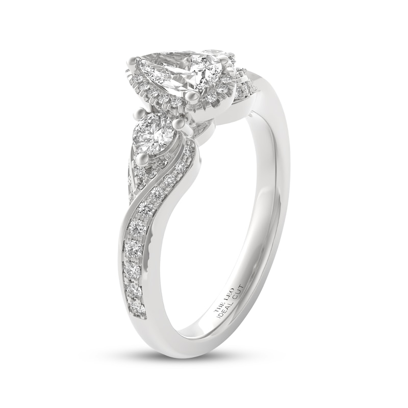 Main Image 5 of THE LEO Ideal Cut Diamond Pear-Shaped Three-Stone Engagement Ring 1 ct tw 14K White Gold