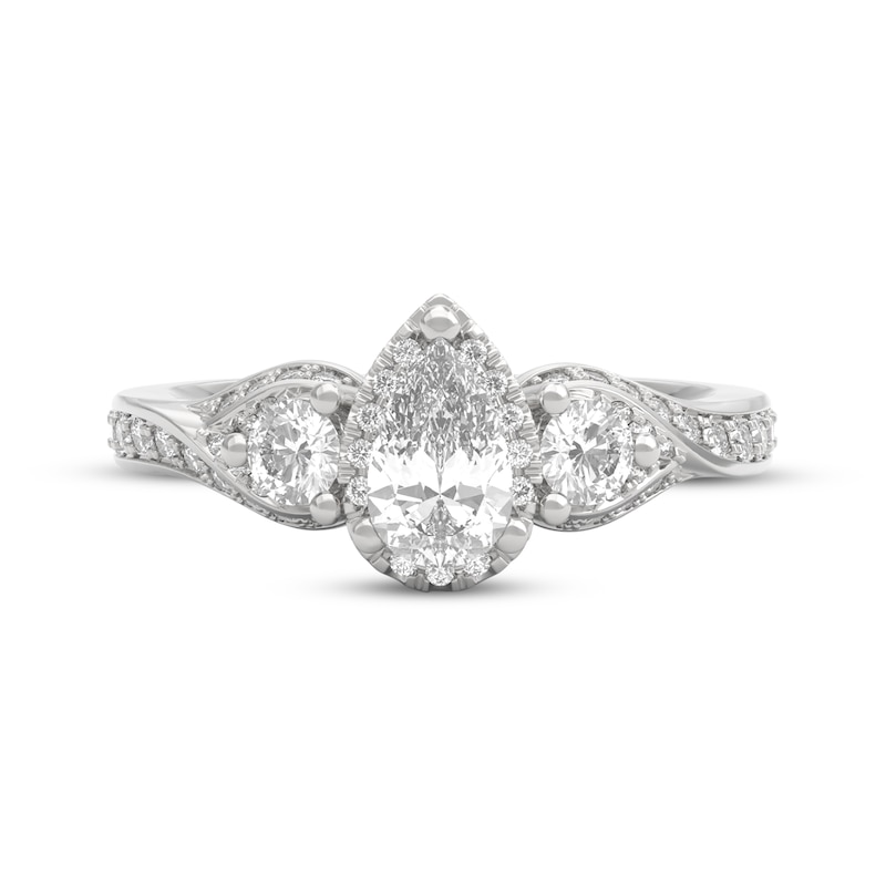 Main Image 6 of THE LEO Ideal Cut Diamond Pear-Shaped Three-Stone Engagement Ring 1 ct tw 14K White Gold