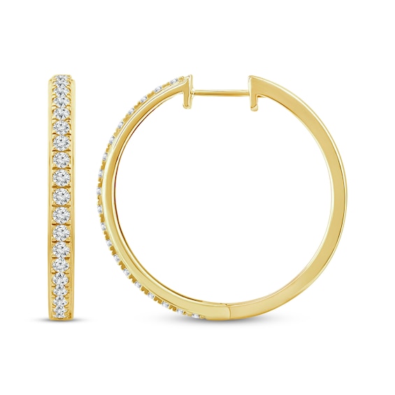 Diamond Hoop Earrings 1 ct tw 10K Yellow Gold