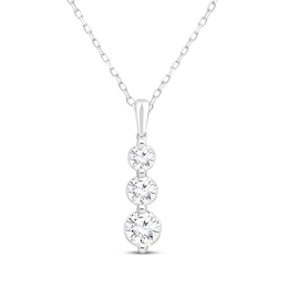 KAY Lab-Grown Diamonds Three-Stone Necklace 2 ct tw 14K White Gold 18&quot;
