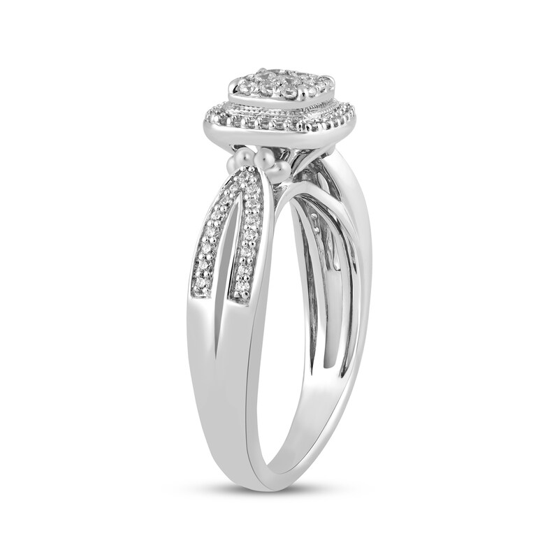 Main Image 2 of Multi-Diamond Cushion Halo Ring 1/3 ct tw Sterling Silver