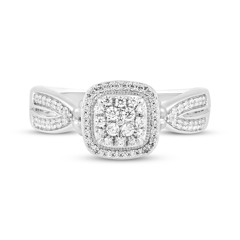 Main Image 3 of Multi-Diamond Cushion Halo Ring 1/3 ct tw Sterling Silver