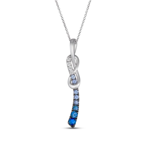 Le Vian Denim Ombré & White Sapphire Knot Necklace 14K Vanilla Gold 20"