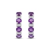 Thumbnail Image 2 of Amethyst & White Lab-Created Sapphire Hoop Earrings Sterling Silver