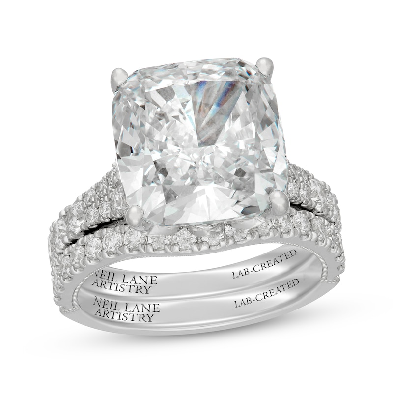 Main Image 1 of Neil Lane Artistry Cushion-Cut Lab-Grown Diamond Bridal Set 10-1/3 ct tw 14K White Gold