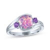 Thumbnail Image 0 of Cushion-Cut Lavender Lab-Created Opal & Amethyst Swirl Ring Sterling Silver