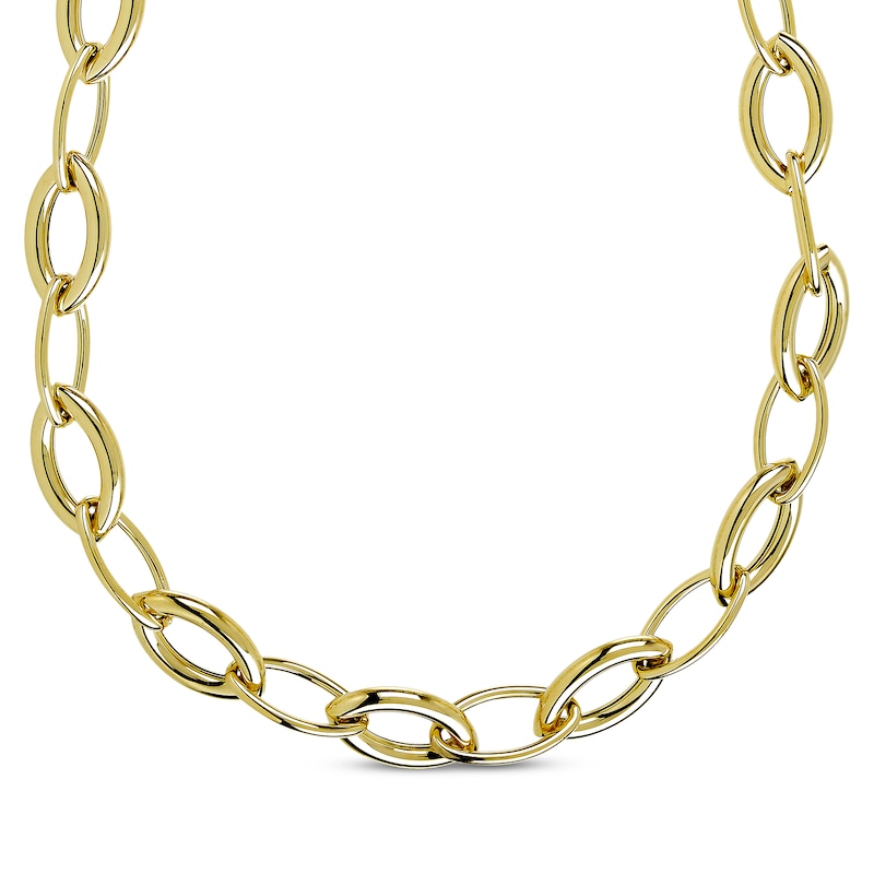 Main Image 1 of Marquise Link Chain Necklace Hollow 10K Yellow Gold 20"