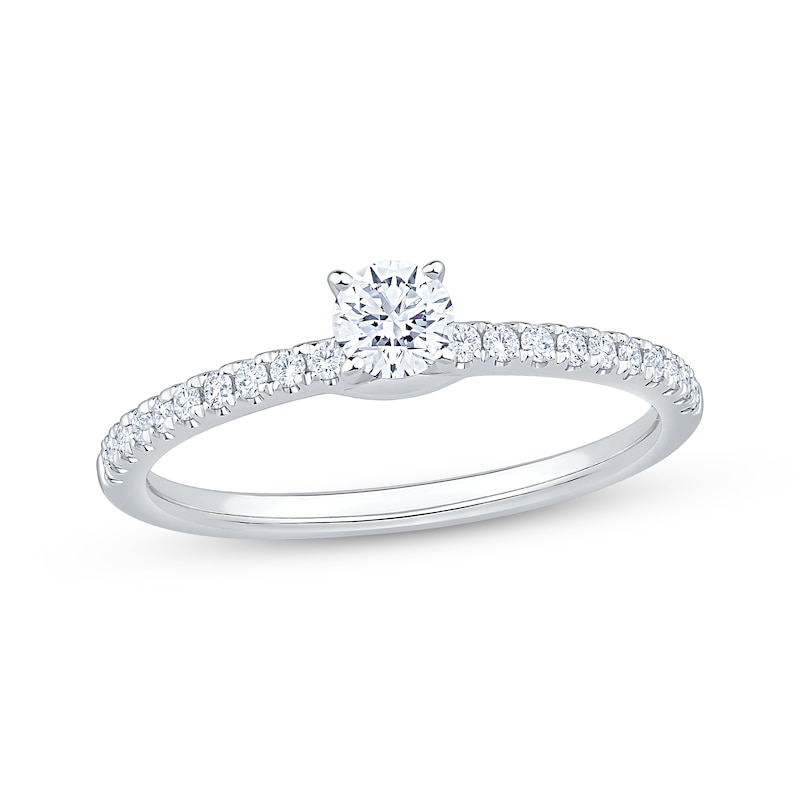 Main Image 1 of Adore Round-Cut Diamond Engagement Ring 3/8 ct tw 14K White Gold