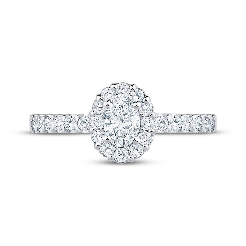 Main Image 3 of Adore Oval-Cut Diamond Halo Engagement Ring 3/4 ct tw 14K White Gold