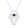 Thumbnail Image 1 of Unstoppable Love Blue & White Lab-Created Sapphire Hamsa Necklace Sterling Silver 18"
