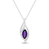 Thumbnail Image 1 of Marquise-Cut Amethyst & White Lab-Created Sapphire Swirl Frame Necklace Sterling Silver 18"