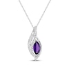 Thumbnail Image 2 of Marquise-Cut Amethyst & White Lab-Created Sapphire Swirl Frame Necklace Sterling Silver 18"