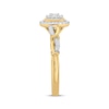 Thumbnail Image 2 of Multi-Diamond Cushion Halo Promise Ring 1/4 ct tw 10K Yellow Gold