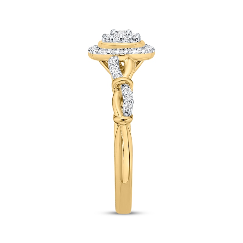 Main Image 2 of Multi-Diamond Cushion Halo Promise Ring 1/4 ct tw 10K Yellow Gold
