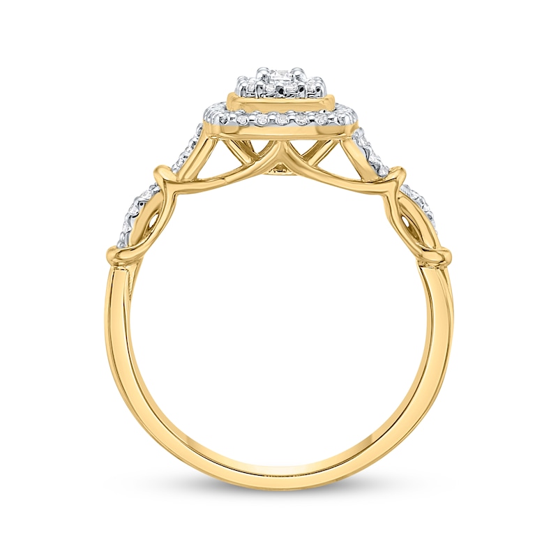 Main Image 3 of Multi-Diamond Cushion Halo Promise Ring 1/4 ct tw 10K Yellow Gold