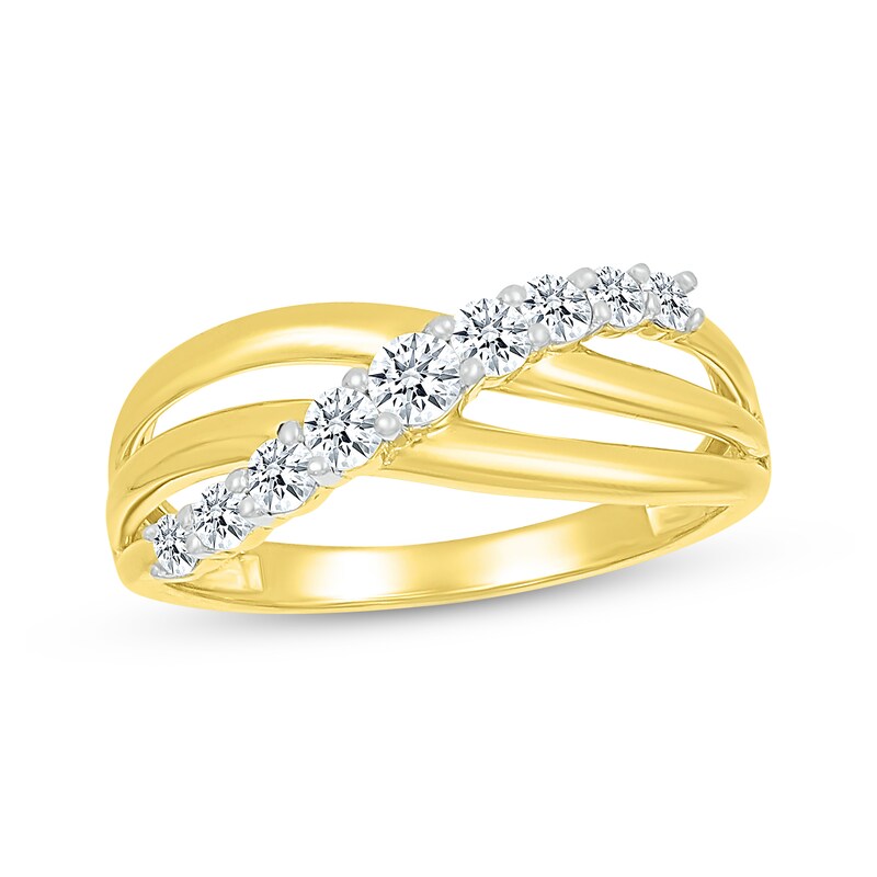 Main Image 1 of Diamond Crossover Multi-Band Ring 3/8 ct tw 10K Yellow Gold