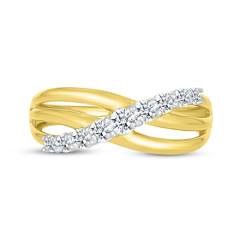Main Image 4 of Diamond Crossover Multi-Band Ring 3/8 ct tw 10K Yellow Gold