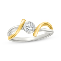 Diamond Bypass Promise Ring 1/10 ct tw Sterling Silver & 10K Yellow Gold